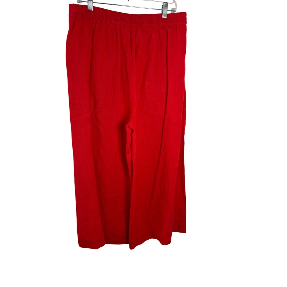 Chicos Red 100% Linen Blend Wide Leg Culotte Size 1.5 US 10 High Rise Resort - Picture 3 of 7
